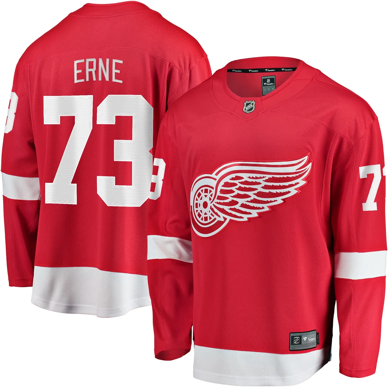 Erne Red Wings Jersey - Fanatics Red Authentic - #73 NHL