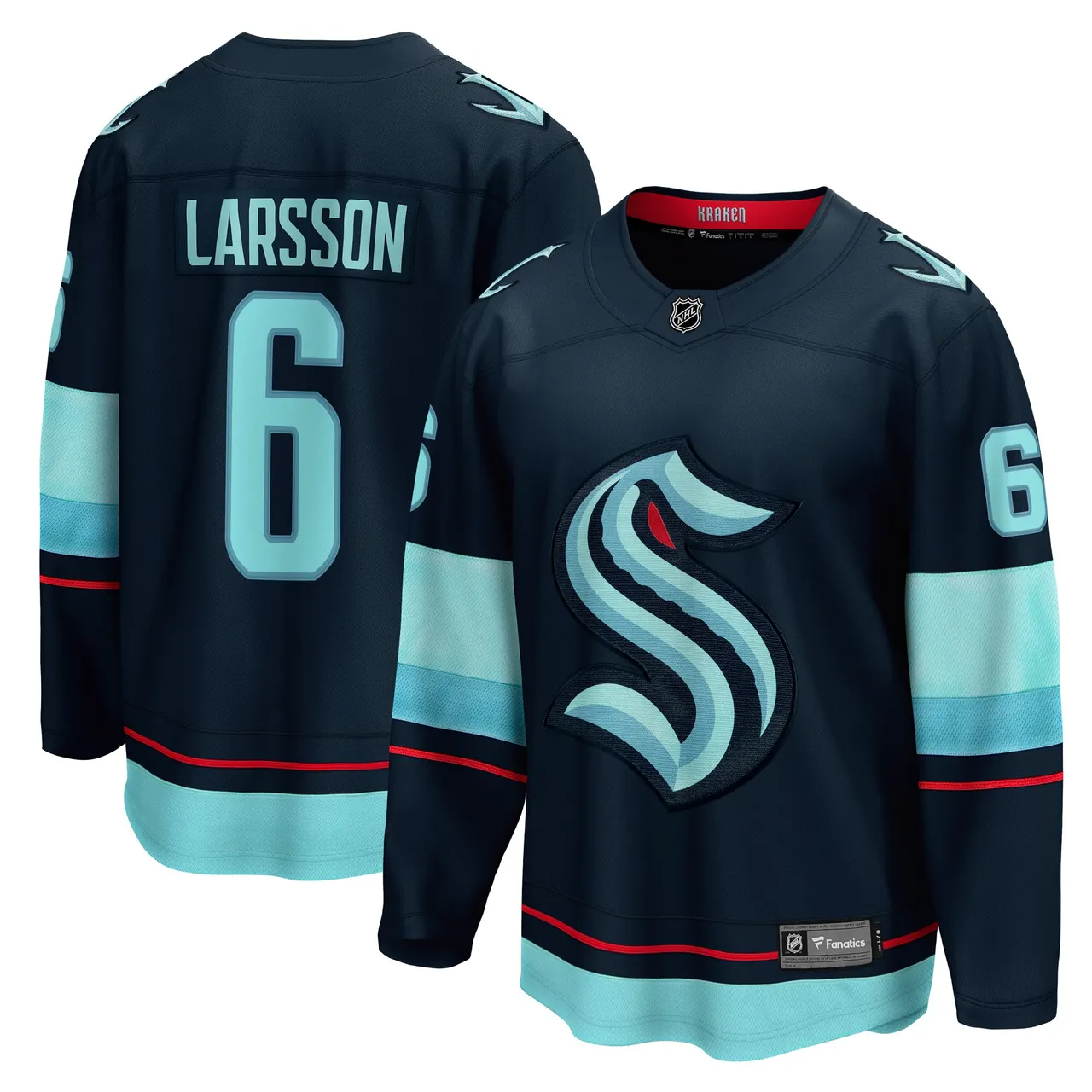 Larsson Kraken Jersey - Fanatics - #6 Navy Blue NHL