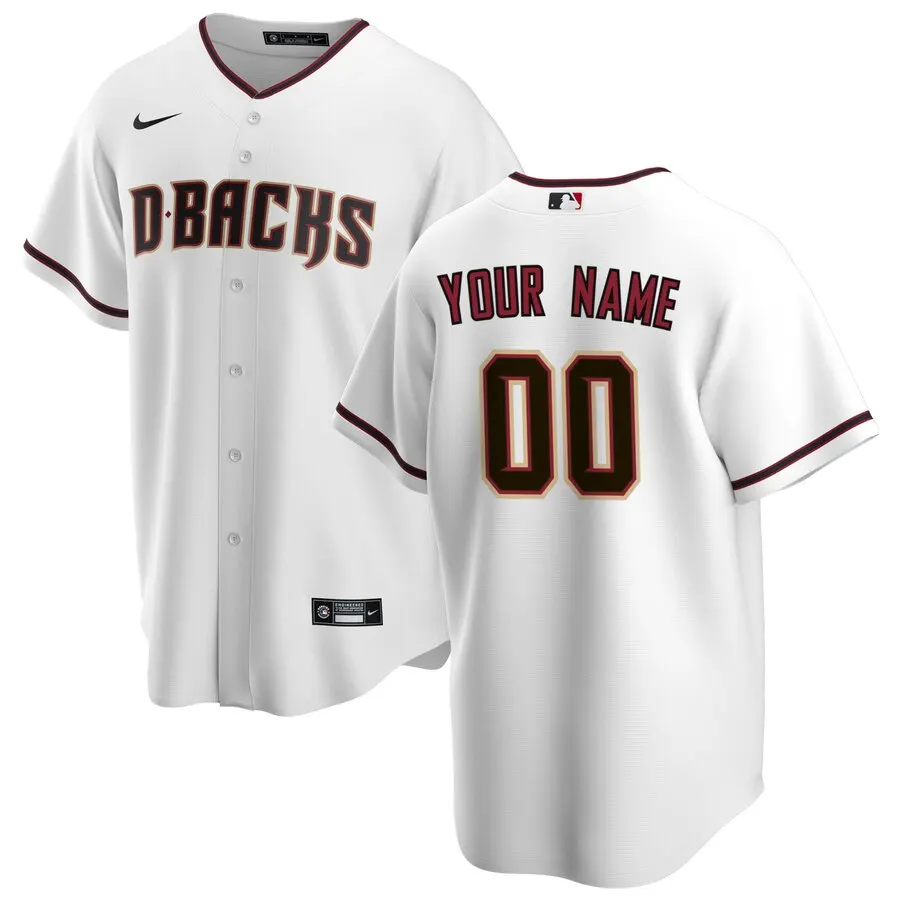 D-backs White Home Custom Jersey - Nike - Personalized