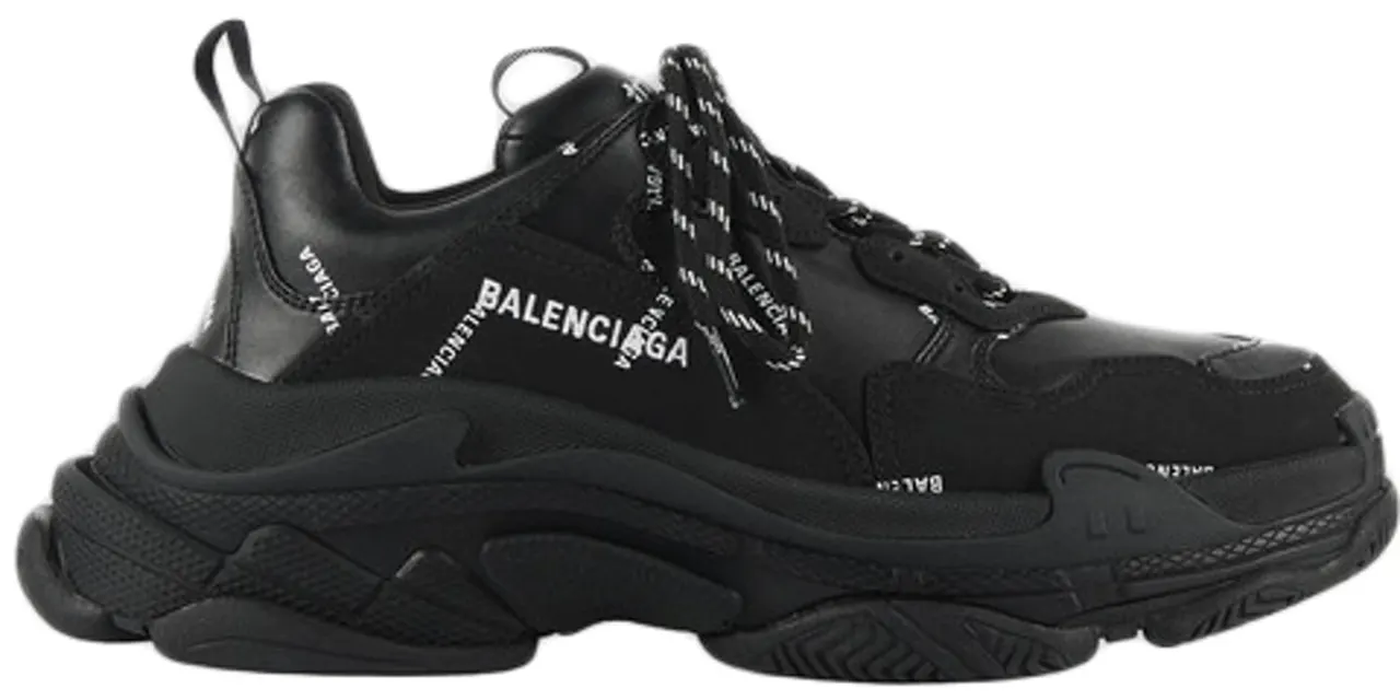 Balenciaga Triple S Allover Logo Black Shoes (M)