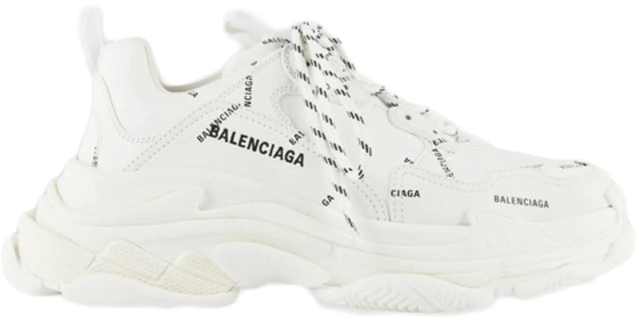 Balenciaga Triple S Allover Logo White Shoes (M)