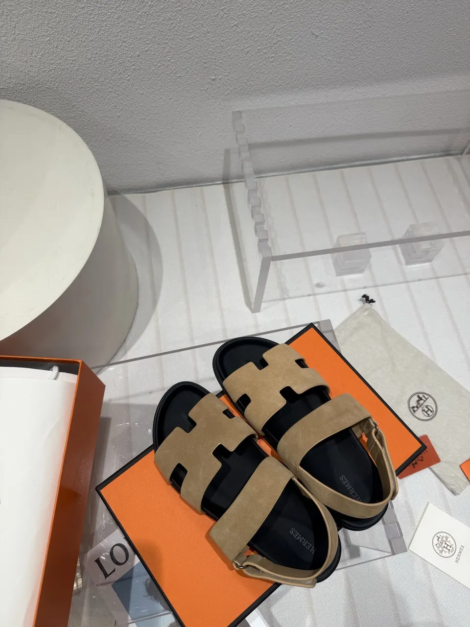 Hermès Khaki Suede Chypre Sandals - Iconic 'H' Design