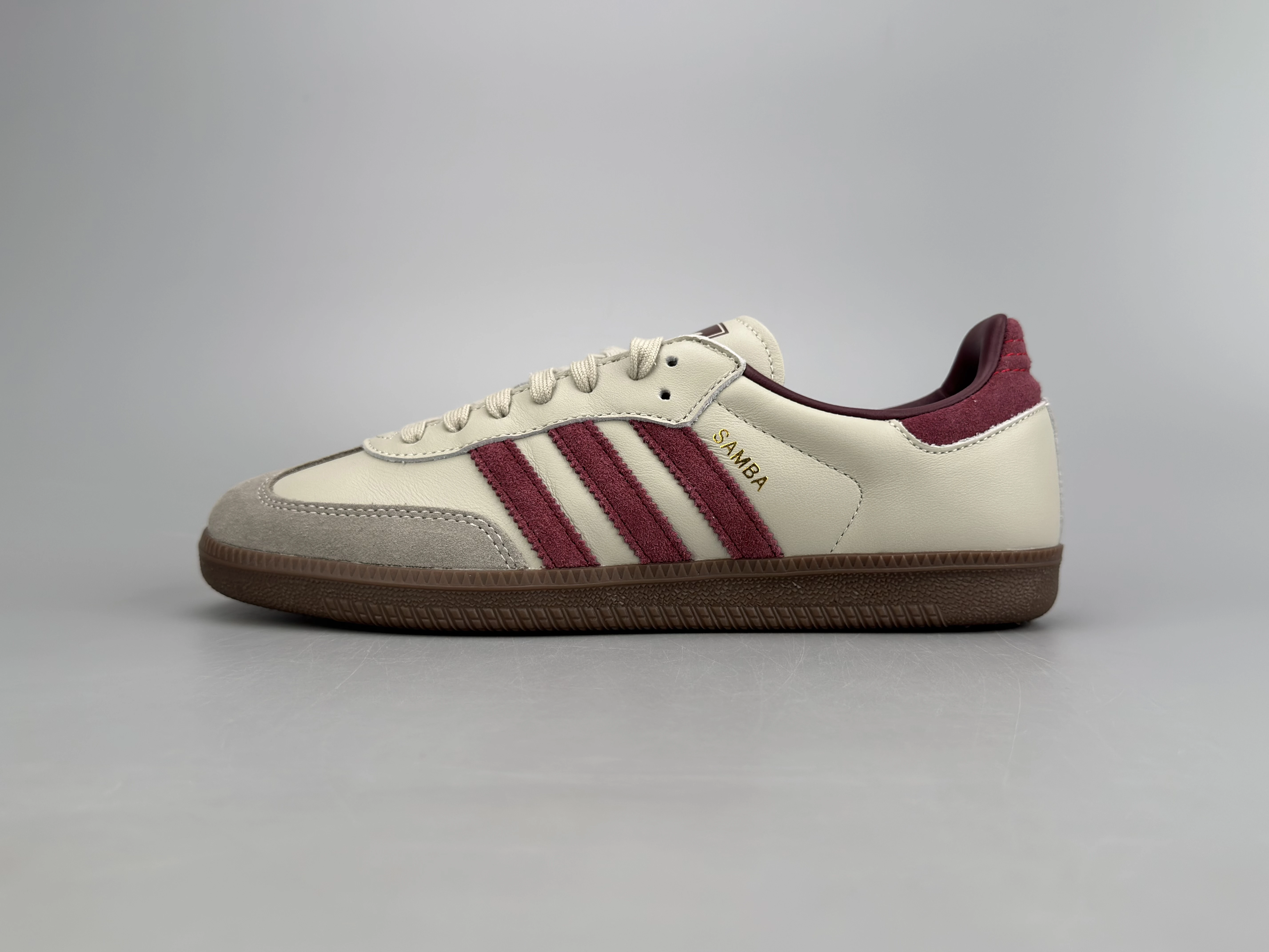 Adidas Samba OG Low-Top Sneakers in Cream/Burgundy