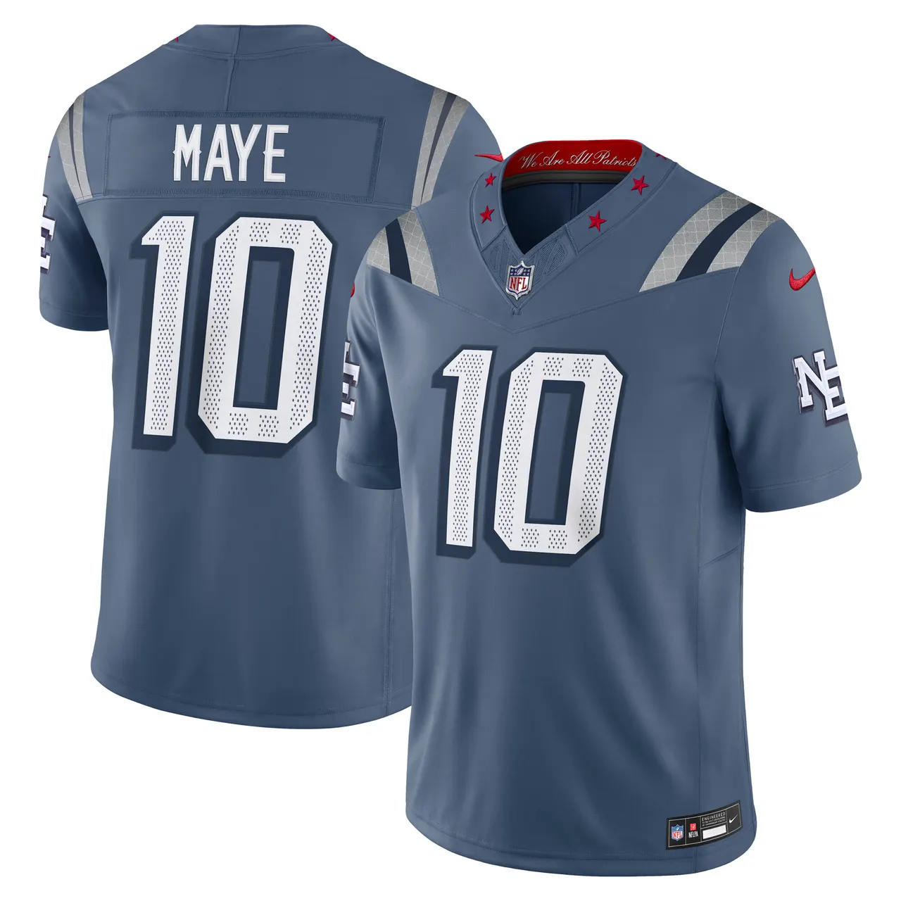 Drake Maye New England Patriots Nike 2025 Rivalries Collection Limited Jersey – Storm Blue