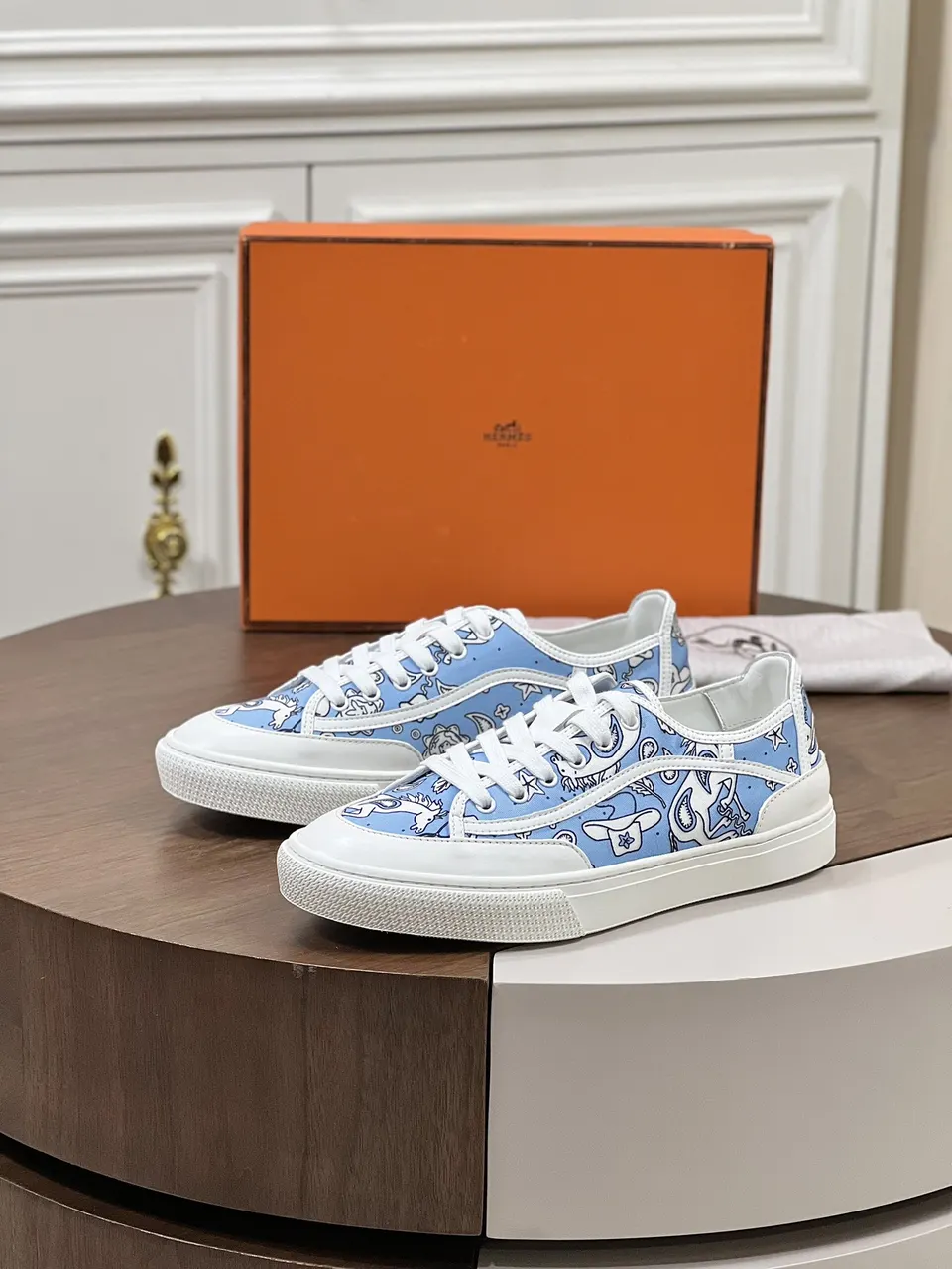 Hermès Azure Fantasy Print Sneakers - White Sole