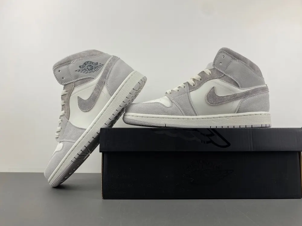 Air Jordan 1 Grey White - Air Jordan 1 Mid Grey White Suede - Iconic