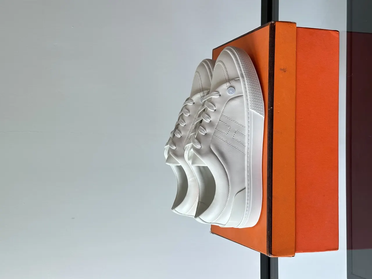 Hermès Clean White Leather Sneakers - Minimalist Design
