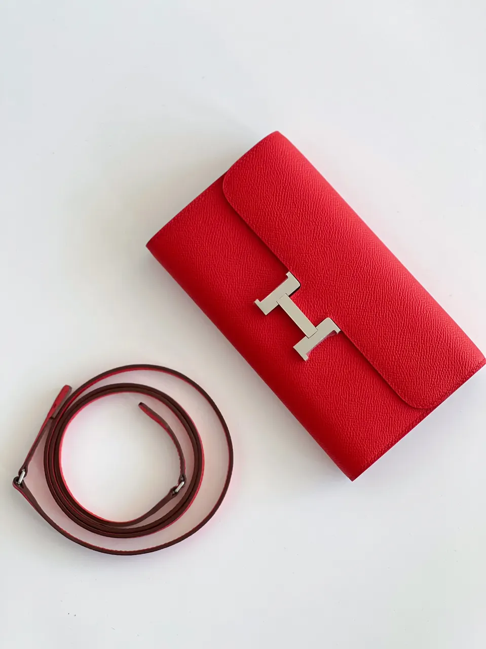 Hermès Red Constance Wallet - Hermès Red Evercolor Constance Long