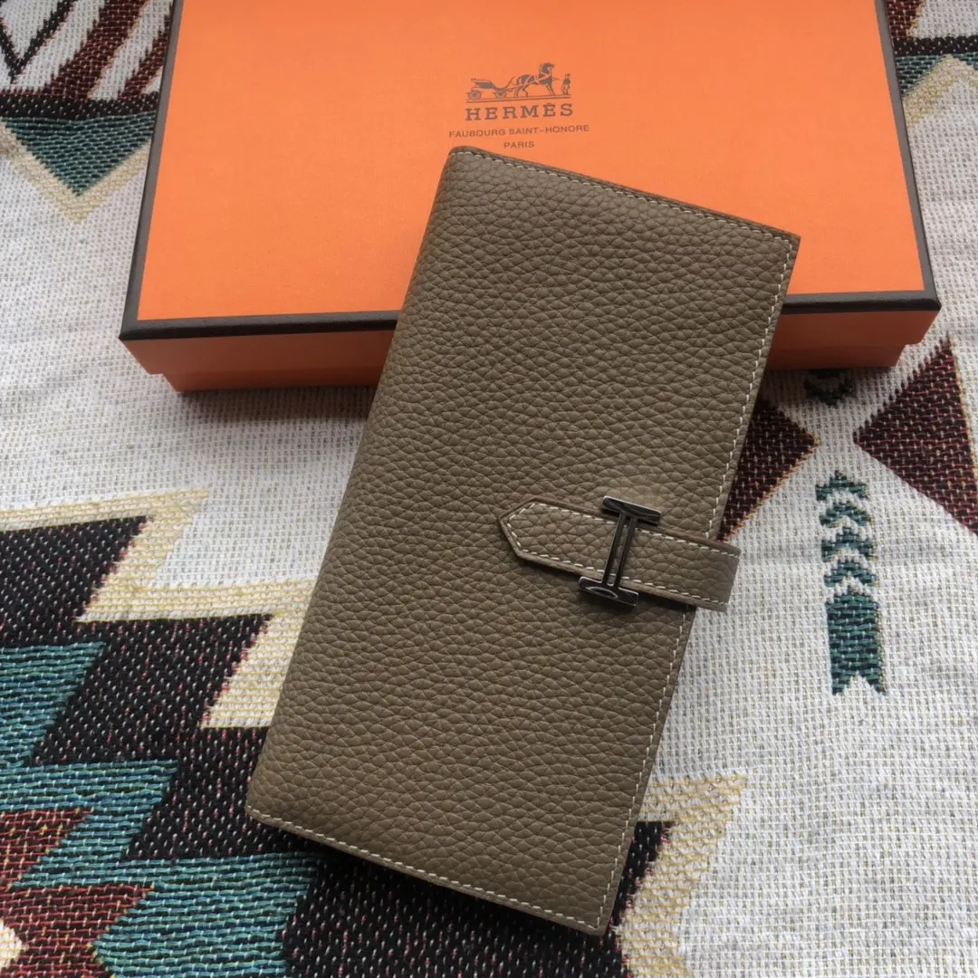 long Hermès Béton Leather Wallet - Hermès Béton Leather Wallet - Long