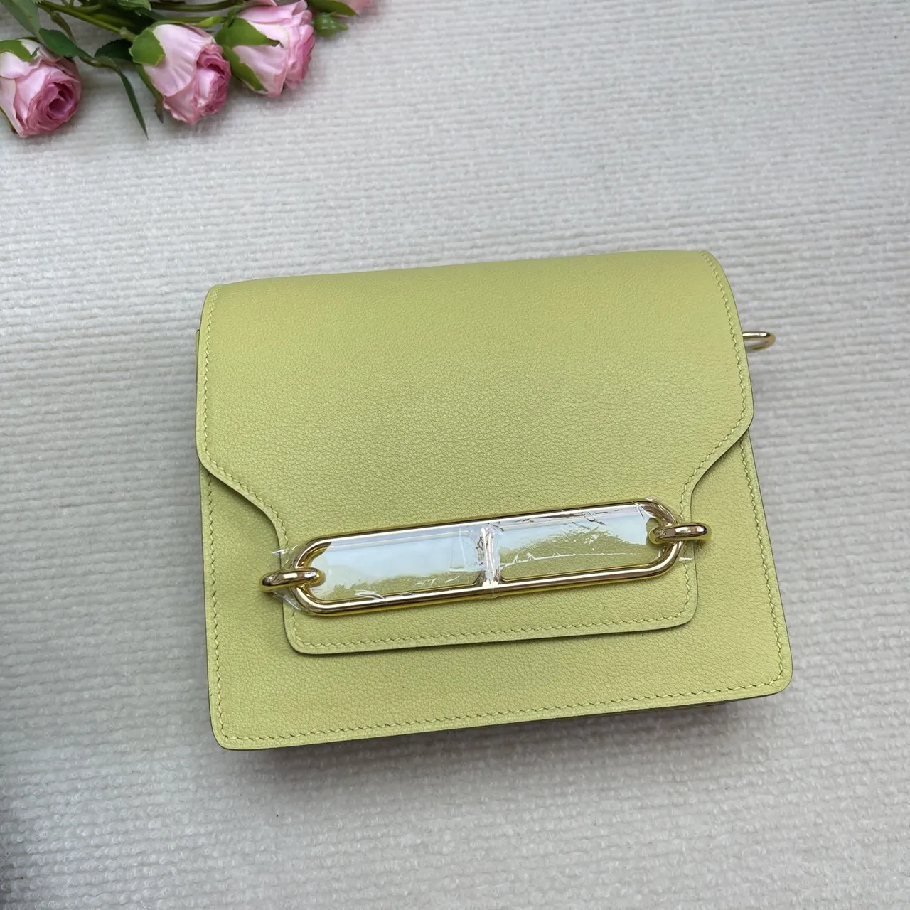 Hermes Lime Green Handbag - Hermes Lime Green Leather Handbag - Gold