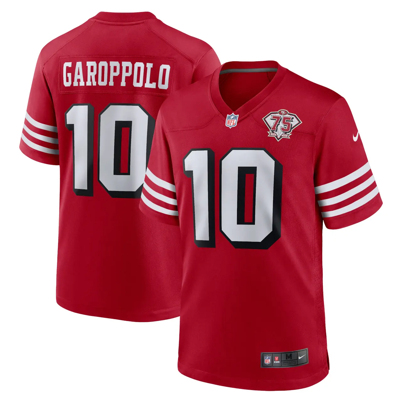 nike Garoppolo 49ers Red 75th Jersey - Nike Garoppolo #10 49ers Red