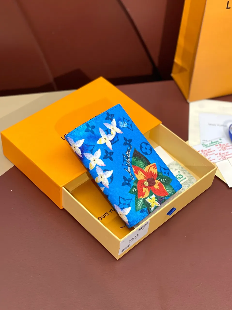 Louis Vuitton Blue Floral Leather Wallet - Limited Edition