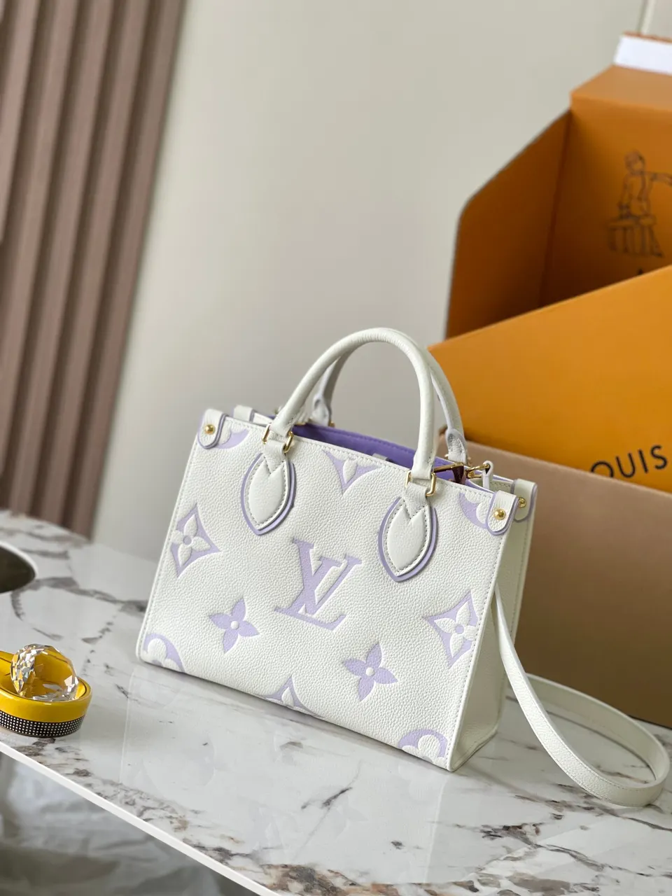 LOUIS VUITTON LV Onthego MM Bag White Latte Bubble Tea Monogram