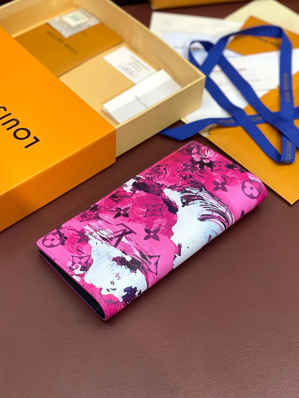 floral Louis Vuitton Pink Watercolor Wallet - Louis Vuitton Pink