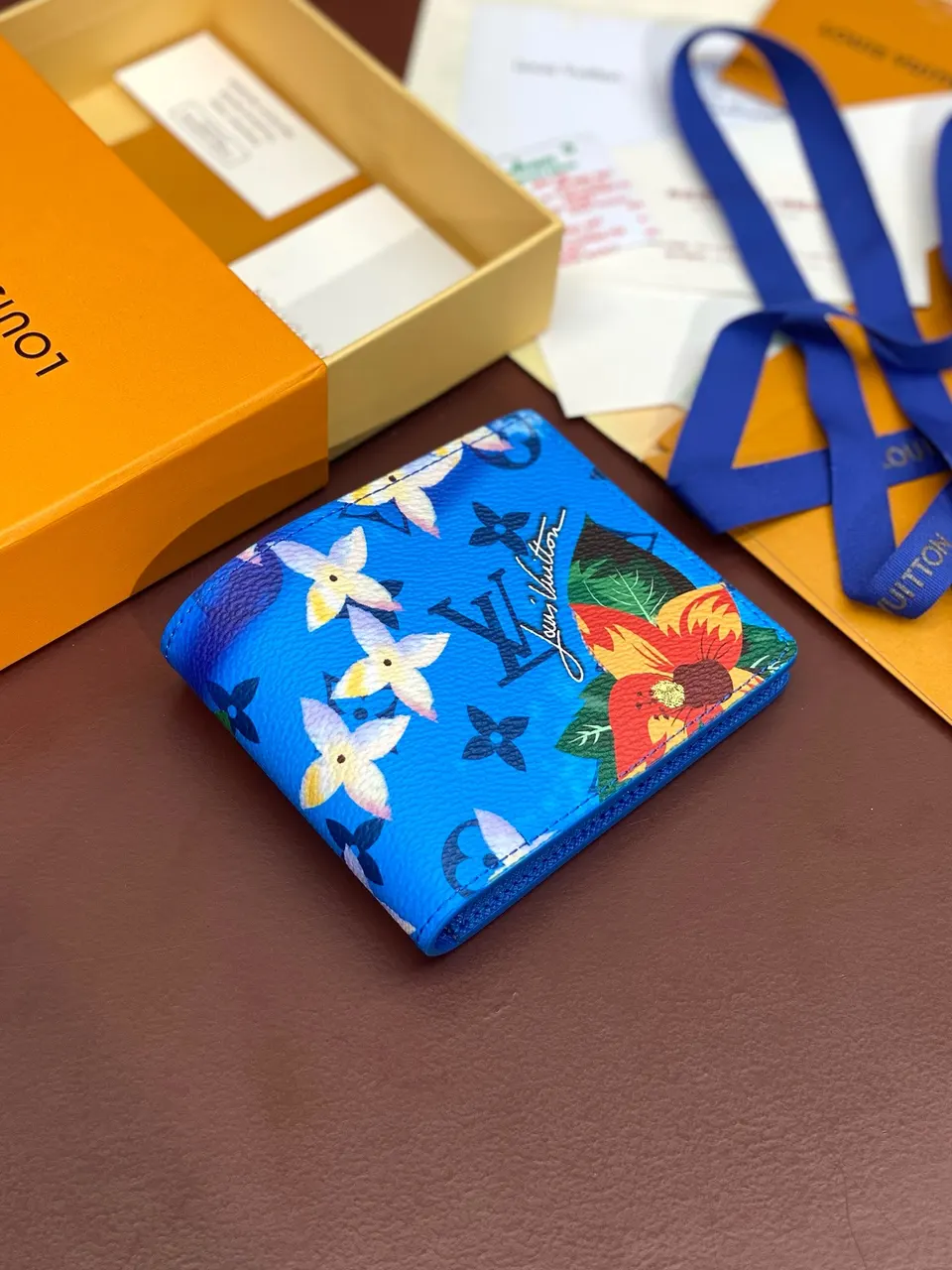 limited Louis Vuitton Blue Floral Wallet - Louis Vuitton Blue Floral