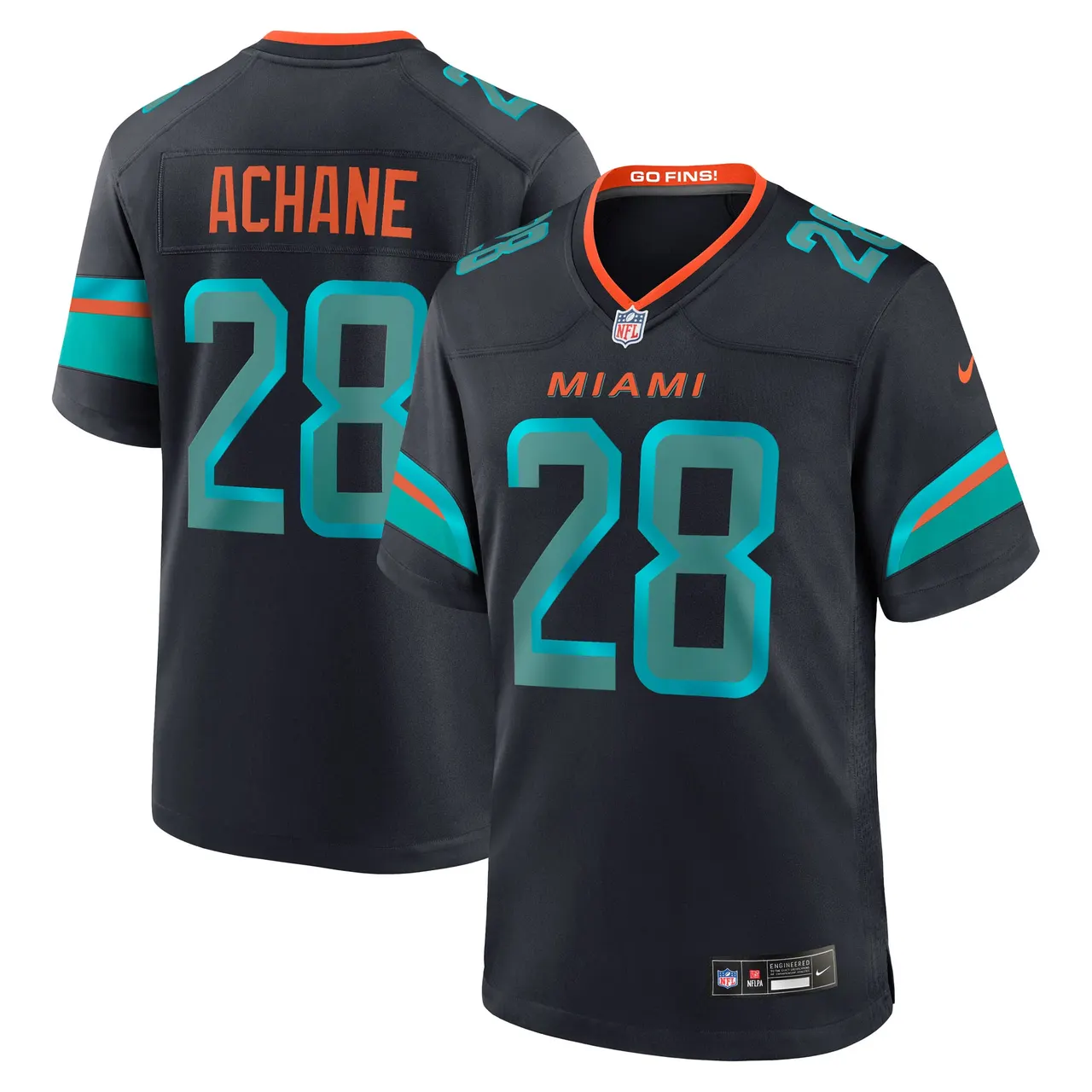 De’von Achane Miami Dolphins Nike Rivalries Collection Game Jersey – Pitch Blue – De’von Achane Mens – Anthracite