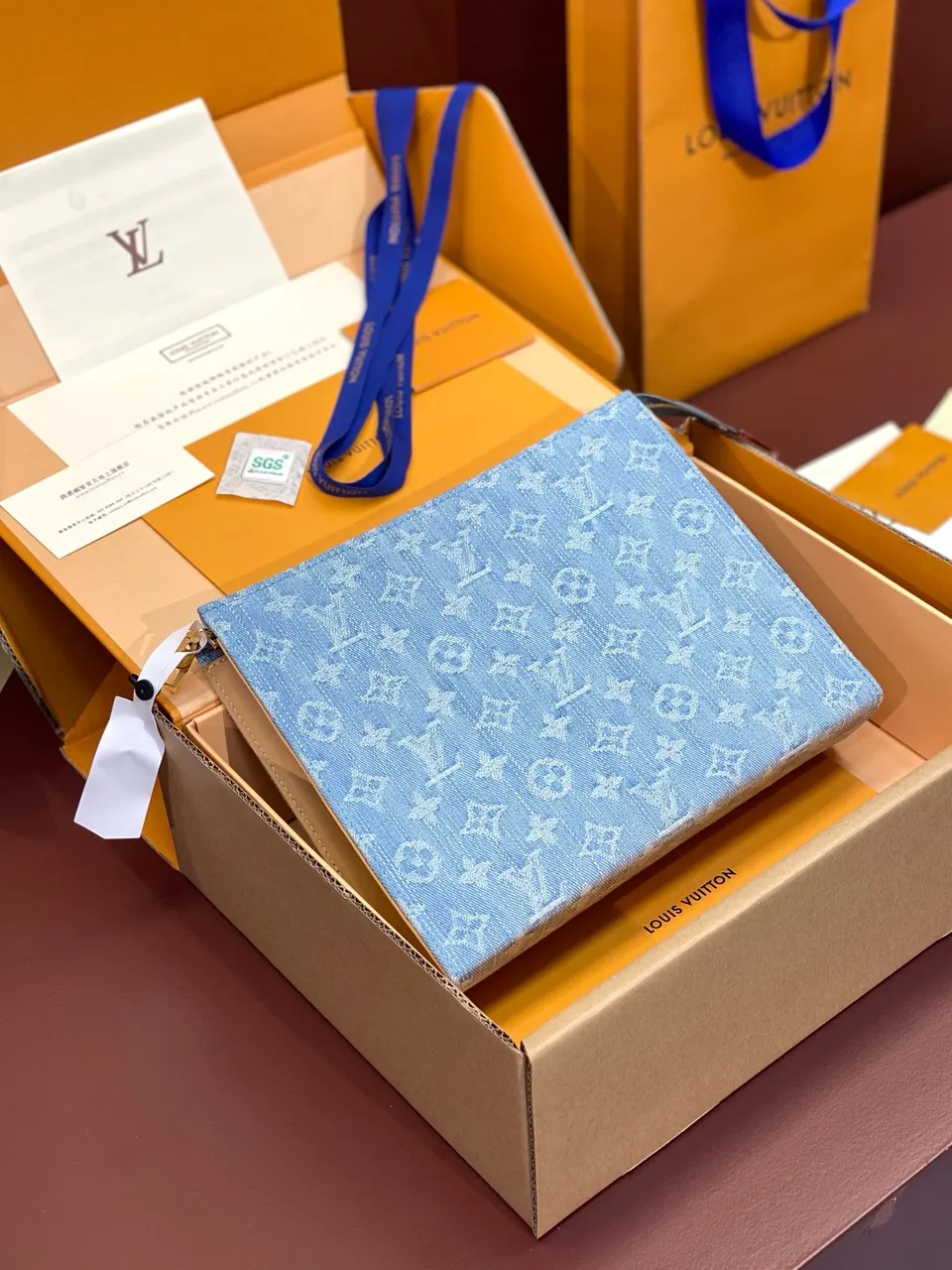 Louis Vuitton Denim Pouch - Louis Vuitton Denim Monogram Pouch - Blue