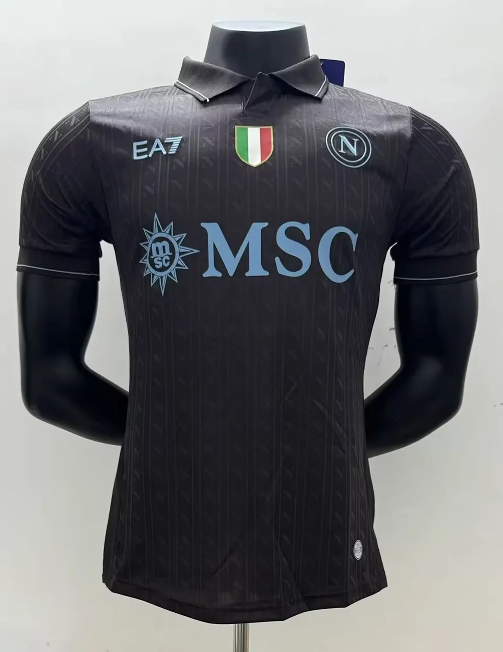 Napoli EA7 2023/24 Away Player Version Jersey - Black