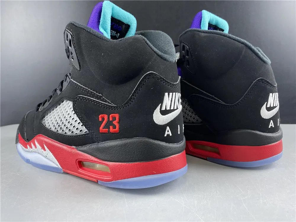 Nike Air Jordan 5 Top 3 Size 10.5 CZ1786–001 OG V Black Grape Fire Red