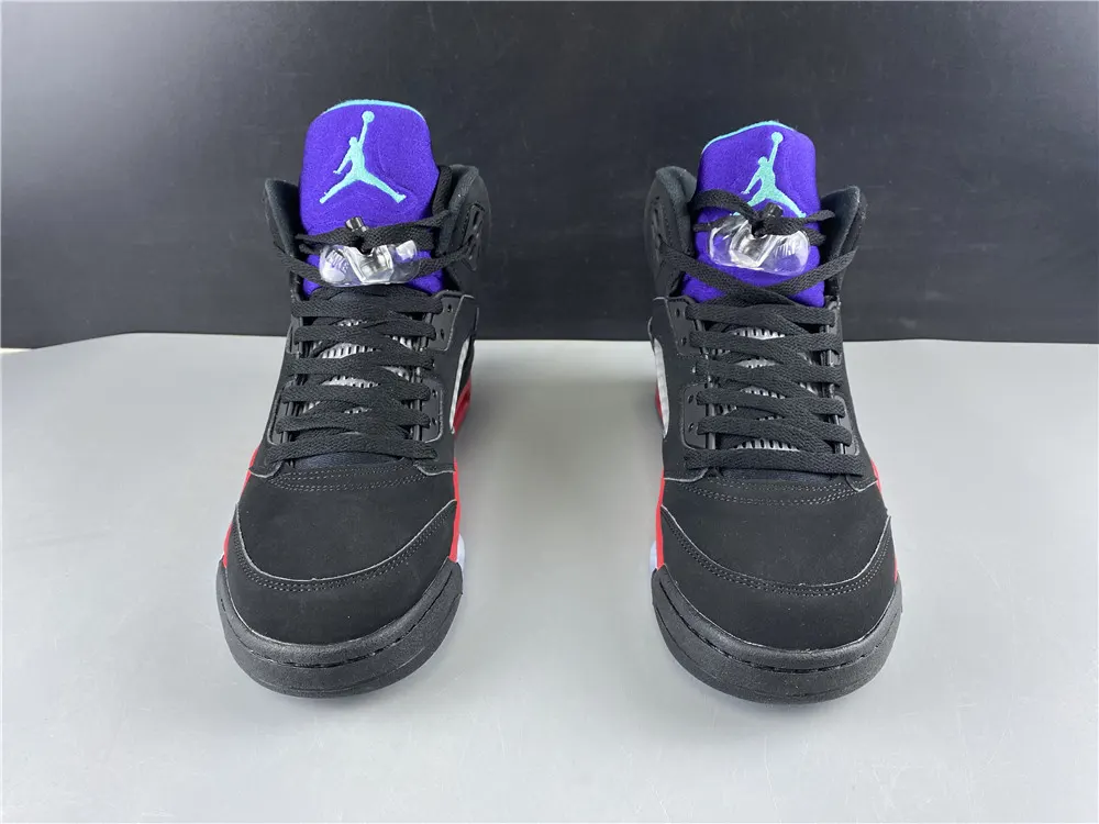 Nike Air Jordan 5 Top 3 Size 10.5 CZ1786–001 OG V Black Grape Fire Red