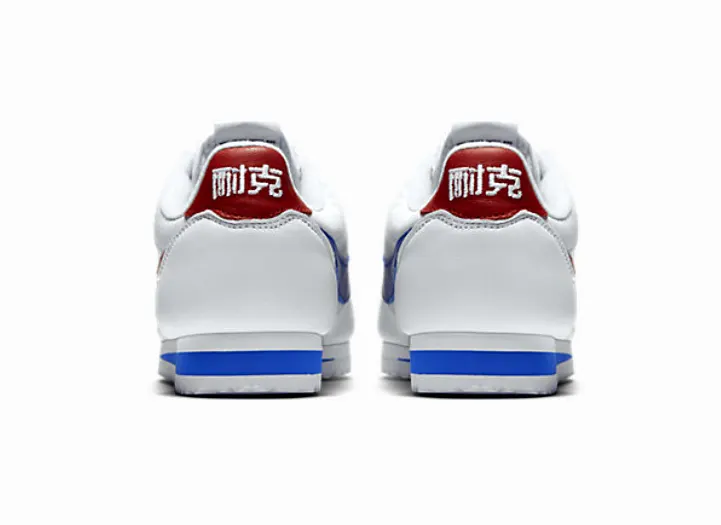 Nike Cortez leather trainers in white with red swoosh